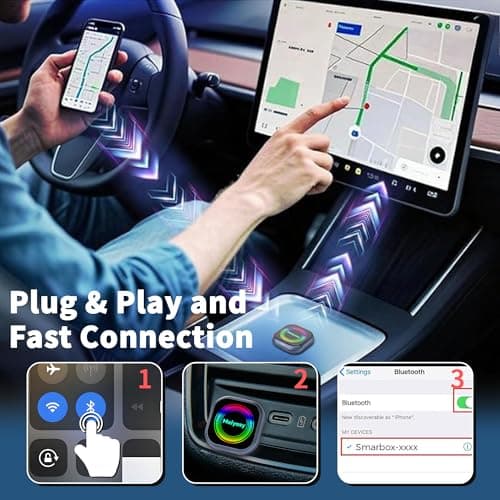 Wireless CarPlay Adapter for iPhone ＆ Android, Compact Mini Metal Shell Design Small Size, (New Update) Plug and Play, Fast and Stable Connection CarPlay Adapter for Apple iOS ＆Android(Navy Blue) 3