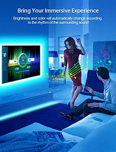 MATICOD LED Lights for TV, 13.1ft TV Lights for 45-60in, Music Sync Color Changing Tv Backlight with Bluetooth Smart App Remote Control, USB Powered RGB 5050 RGB Strip Light for Xmas Decor 5