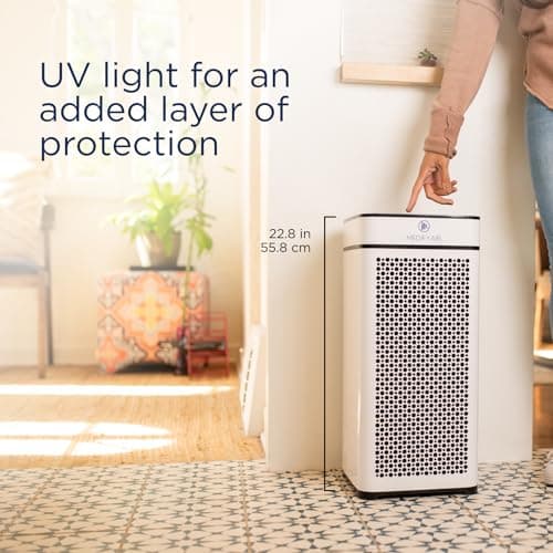 Medify MA-40 UV Light Air Purifier with True HEPA H14 Filter | 1,793 ft² Coverage in 1hr for Wildfires Smoke, Odors, Pollen, Pets | Removal to 0.1 Microns | White, 1-Pack 3