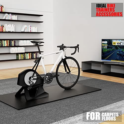 Cycleclub Exercise Bike Mat - 6mm Thick Under Bike Trainer Mat for Stationary Indoor Spin Bikes, Hardwood Floor Carpet - Black Gym Equipment Mat 5