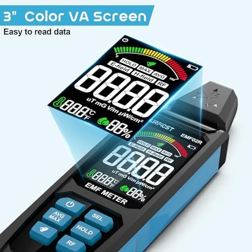 EMF Detector, DURFICST 5 in 1 Rechargeable Digital EMF Radiation Detector, Measuring Ambient Temp and Humidity, Suitable for Cell Phone Towers, Smart Meters, Home EMF Detection and Ghost Hunting 3