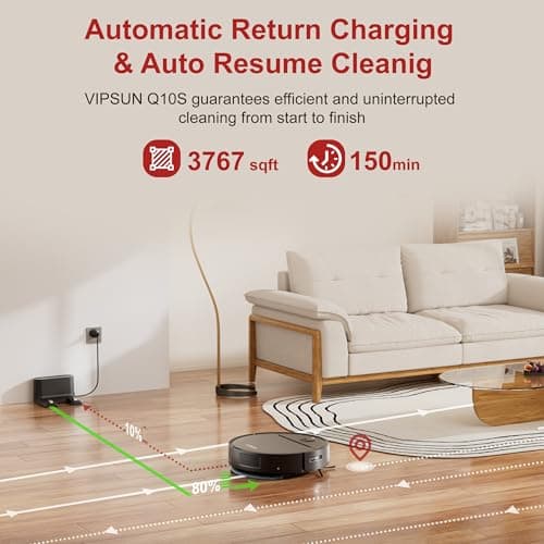 VIPSUN Robot Vacuum and Mop Combo with 4000Pa Suction, APP/Voice/Remote Control, Robotic Vacuums with Personalized Adjustment Setting, Self-Charging, Obstacle Avoidance, Smart Home Robot Aspiradora 5