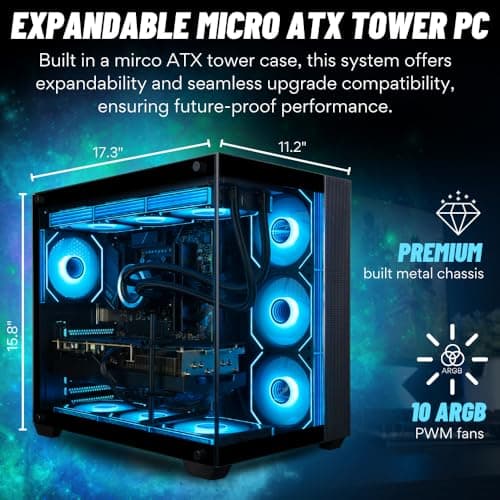 Panorama XL RTX 5090, 24-Core i9-14900KF, 128GB DDR5 RAM, 4TB Gen4 SSD + 6TB HDD, 360mm Liquid Cooled Gaming Desktop PC w/Windows 11 Pro, 3 Year Warranty, RGB KBM, Internal WiFi 6E, 3X DP, HDMI 5