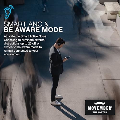 JLab JBuds Lux ANC Wireless Headphones, Graphite, Hybrid Active Noise Cancelling, Customizable Sound, Spatial Audio Compatible, Premium Over-Ear Bluetooth Headset 3