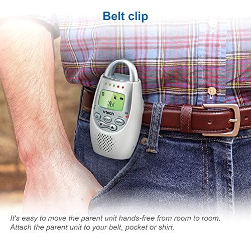 VTech Communications DM221 Audio Baby Monitor with up to 1,000 ft of Range, Vibrating Sound-Alert, Talk Back Intercom & Night Light Loop, White/Silver 3