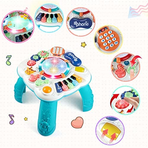 BACCOW Baby & Toddler Toys, Baby Activity Center 6 to 12-18 Month Old, Learning Musical Table Toys for 1 2 3 Year Old Boys Girls Gifts 4