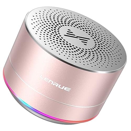 LENRUE A2 Portable Wireless Bluetooth Speaker with Lights and Lanyard,5W Mini Small Metal Speakers Bluetooth 5.0/Aux-in for iPhone Android Home Outdoor, Gifts for Women/Girls