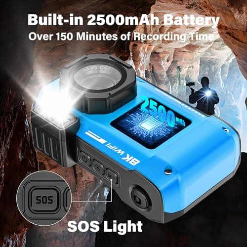 8K Digital Camera WiFi 33FT Underwater Camera for Snorkeling with 64GB Card 70MP Waterproof Camera Rugged Dustproof Shockproof Dual-Screen Selfie Autofocus Point and Shoot Digital Camera(Blue) 5