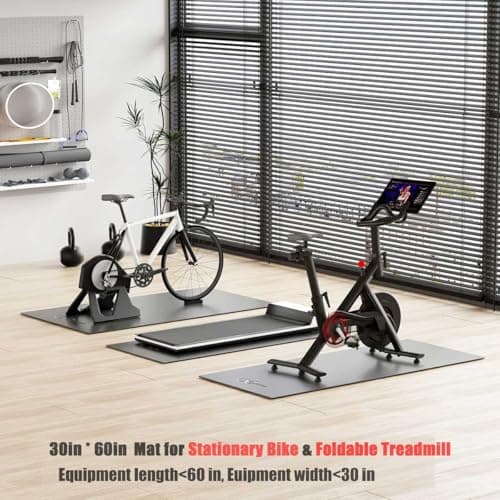 Cycleclub Exercise Bike Mat - 6mm Thick Under Bike Trainer Mat for Stationary Indoor Spin Bikes, Hardwood Floor Carpet - Black Gym Equipment Mat 2