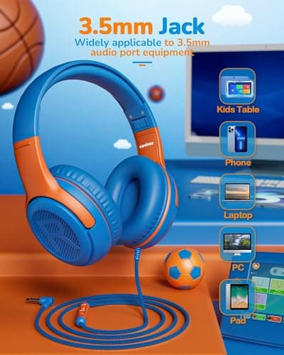 awatrue Kids Headphones Wired Toddler Headphones with Microphone, Over-Ear Headphones, 85/94dB Volume-Limiting, 3.5mm Jack, Foldable On-Ear Design - Safe & Comfortable for Learning & Entertainment 5