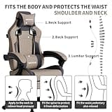 WOTSTA Gaming Chair with Massage,Ergonomic PC Gaming Chair with Footrest Comfortable Headrest and Lumbar Support, High Back, 300LBS (Grey) 4