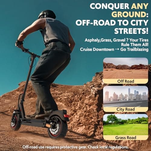 Electric Scooter for Adult, 48V 13AH Folding E-Scooters Up to 25Mph & 28Miles Range,10" Off Road Tire Scooter with Dual Suspension & Turn Signal Light 5