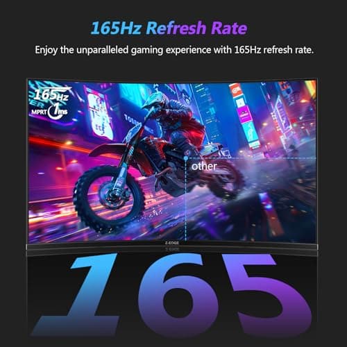 Z-Edge 27 inch Curved Gaming Monitor, QHD 1440P 165Hz 144Hz Curved 1500R Computer Monitor, MPRT 1ms Monitor Gaming, 16.7M Colors, UG27Q Frameless Bezel, 2X DP 1.4 Ports and 2X HDMI 2.0 Ports 2