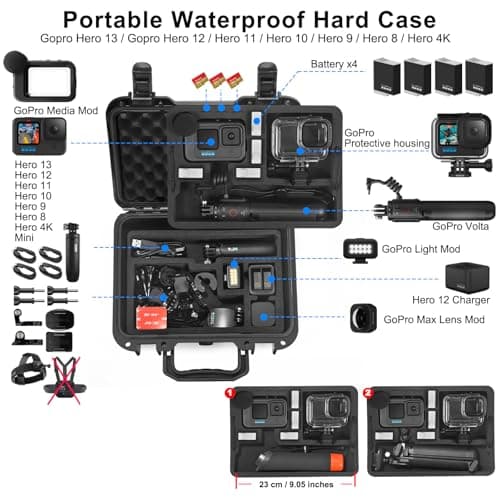 Lekufee Waterproof Hard Case Compatible with Gopro Hero 13/12/11/10/9/8/Media Mod/Gopro Volta/Creator Edition/Action Camera and Accessories(Case Only) 2