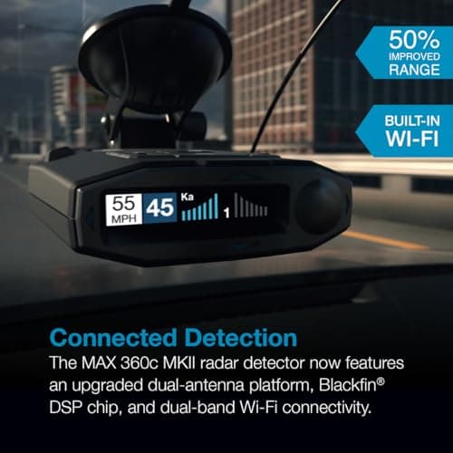Escort MAX 360c MKII Laser Radar Detector & Escort Direct Wire Power Cord: Dual-Band Wi-Fi and Bluetooth, 360° Directional Arrows, Exceptional Range, Shared Alerts, Drive Smarter App, Black 2