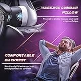 Homall Gaming Chair, Computer Chair with Footrest and Massage Lumbar Support, Ergonomic High Back Video Game Chair with Swivel Seat and Headrest (White) 5