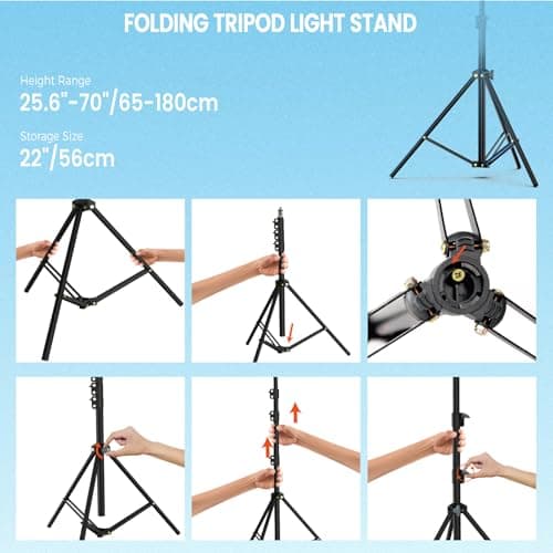 AURIANI 22" Large Ring Light with Stand,Foldable LED Big Ring Light Tripod for iPhone Phone Ipad, 75" Tall Tripod Touch Screen,Wireless Remote for Live Stream,YouTube,TikTok Video Shooting 4