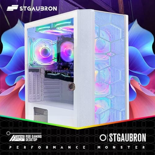 STGAubron Gaming PC Computer Desktop, AMD Ryzen 5 5500 up to 4.2GHz, GeForce RTX 2060 Super 8G,16G DDR4, 1T SSD, WiFi 6 5G & BT 5.2, RGB Fan x6, Windows 11 Home 4
