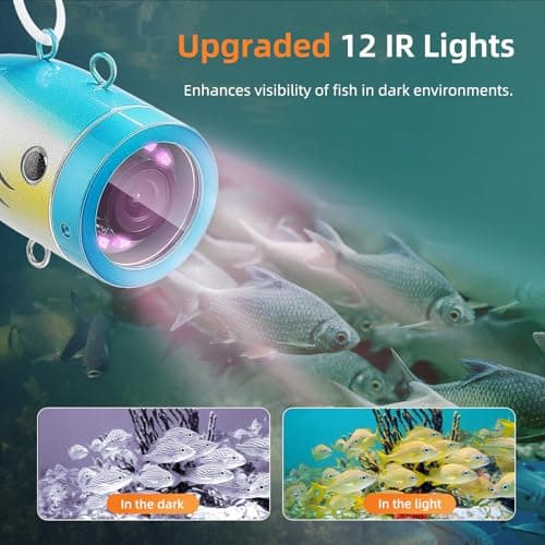 Eyoyo Underwater Fishing Camera 7 inch LCD Monitor Fish Finder Waterproof 1000TVL Fishing Camera 12pcs Infrared Lights for Lake, Boat, Ice Fishing 5