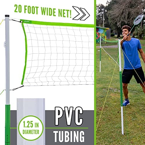 Franklin Sports Badminton Set - Portable Badminton Set - Adult and Kids Badminton Net - Perfect Backyard/Lawn Game - Includes 4 Badminton Racquets - Intermediate 5