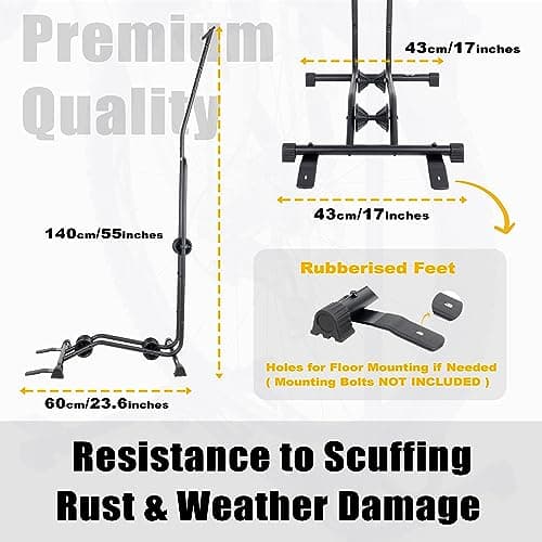 CyclingDeal Upright Bike Stand Floor - Vertical & Horizontal Bicycle Stand Bicycle Storage - Safe & Secure Bike Storage Rack - for Wheels Sizes up to 29" - Bike Rack Garage Bicycle Rack - Classic 4