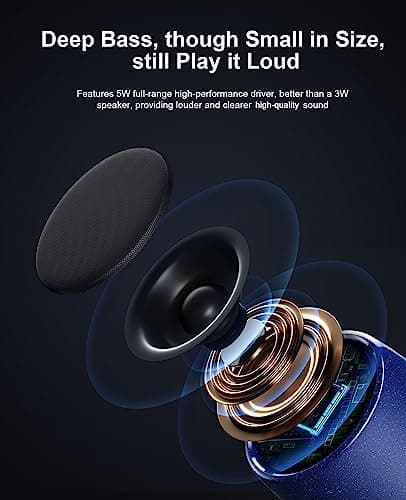 Small Speaker, Bluetooth Speaker with 360°HD Stereo Sound and Robust Bass, Mini Speakers with Hands-Free Call, IP67 Waterproof, Portable Speakers for Shower, Room, Car, Trip, Ideal Gift for Men, Women 2