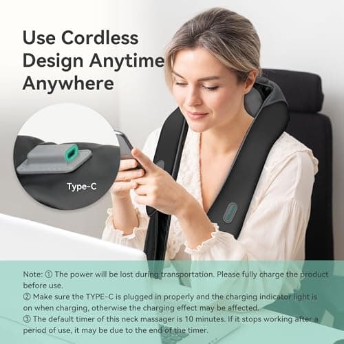 Snailax Cordless Neck Shoulder Massager with Heat for Pain Relief Deep Tissue, Upgarded 4D Kneading, Shiatsu Back Neck Massager Pillow for Neck, Shoulders Back, Gifts for Men Women Mom Dad 4