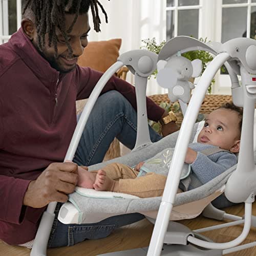 Ingenuity ConvertMe 2-in-1 Compact Portable Automatic Baby Swing & Infant Seat, Battery-Saving Vibrations, Nature Sounds, 0-9 Months 6-20 lbs (Swell) 4