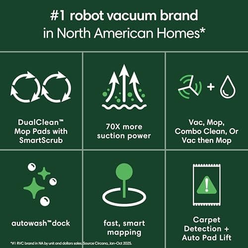 iRobot Roomba Plus 405 (G185) Combo Robot Vacuum & Mop with AutoWash Dock - Spinning Mop Pads, Self-Empties, Pad Washing & Drying, Self-Cleaning, Pad-Lift, LiDAR Navigation 2