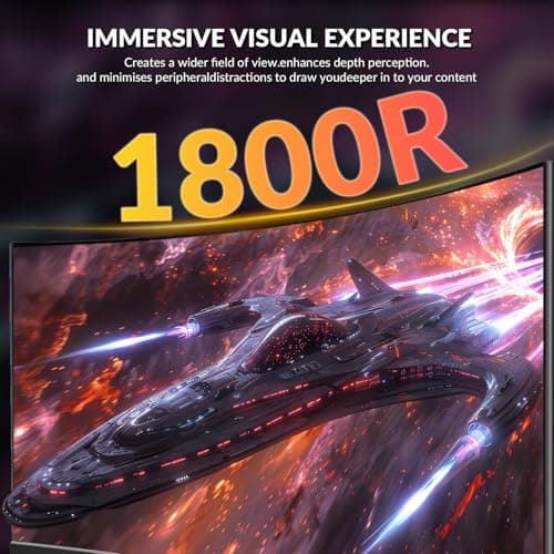 ZZA 27" Curved Gaming Monitor, 280Hz FHD 1080P, 1800R VA Panel, 100% sRGB, AMD FreeSync, 1ms MPRT, Esports Ready Display, Flicker-Free, HDMI & DP, VESA Mount - Black 4