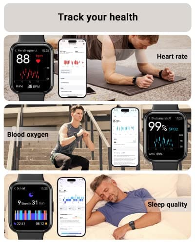 Tensky Smart Watch for Men/Women Android & iPhone, Alexa Built-in, 1.8" Touch Screen Fitness Tracker with Answer/Make Calls, 3ATM Waterproof Heart Rate/Sleep/SpO2 Monitor, Pedometer, 100+ Sport Modes 4