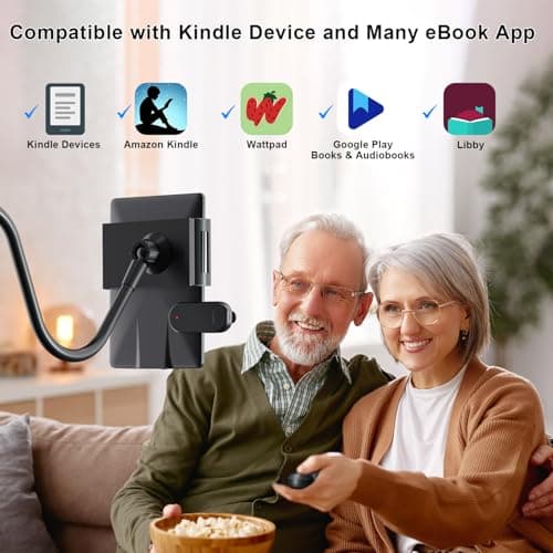 Kefotic Gooseneck Tablet Holder for Kindle Reading in Bed with Page Turner Remote, Hands Free Desk Bedside Lazy Arm Stand for Kindle Accessories, Gifts for Readers 4
