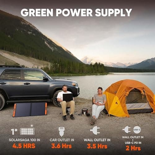 Jackery Solar Generator 300, 293Wh Backup Lithium Battery with 1XSolar Panel SolarSaga 100W, 110V/300W Pure Sine Wave AC Outlet for RV Outdoors Camping Travel Blackout 4