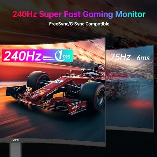 KTC 32 Inch 240Hz Curved Gaming Monitor, 2K 1440P Computer PC Monitor with 1000R 1ms Frameless, Adaptive Sync,122% sRGB, HDMI, DisplayPort, Tilt Adjustable, H32S25E 2