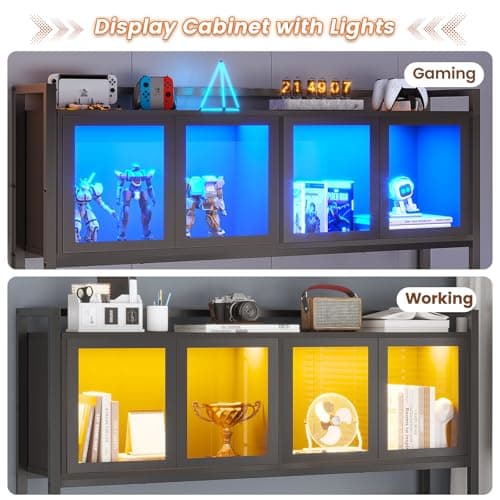 SEDETA L Shaped Gaming Desk with Drawers, L Shaped Computer Desk with Hutch and Storage Shelves, Gaming Desk with Pegboard, Led Lights, and Power Outlet, Home Office Desk, Corner Desk, Black 5