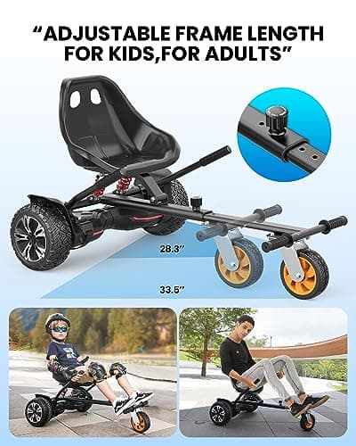 Gyroor K2 Balancing Scooter Go Kart Attachment for Kids & Adults, Adjustable Frame Length Balancing Scooter Seat Attachment for 6.5" 8" 10" Self Balancing Scooter 3