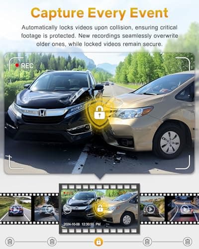 GKU 4K Dash Cam Front, Mini DashCam Includes 64GB Card, Dash Camera Built-in WiFi, 24H Parking Monitor,Night Vision,WDR,170° Wide Angle,Loop Recording,G-Sensor, (Black) 5