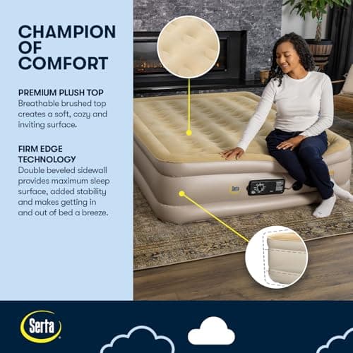 Serta Raised Air Mattress with Never Flat Pump | Size: Queen 18" | Luxury Inflatable Mattress - Built in Air Pump to Ensure a Good Night’s Rest | Heavy Duty Blow Up Mattress with Self Inflating Pump 3