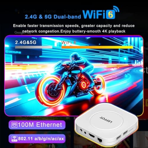 Android 14 TV Box 2025, LEFFOT M1 Plus 4K Ultra HD Streaming Device for TV, 4GB RAM + 128GB ROM, Android Box with Google Assistant Voice Remote, HDR 10, 2.4G & 5G WiFi 6, BT 5.4, RK3528 Quad-Core A53 5