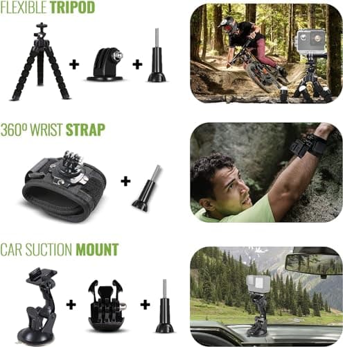 GoPro HERO12 (Hero 12) Black - with 50 Piece Accessory Kit and 2 Extra Batteries + 64GB Card - Waterproof Action Camera - 5.3K HDR, 27MP Photos, 1/1.9" Sensor, Live Streaming, Webcam, Stabilization 2