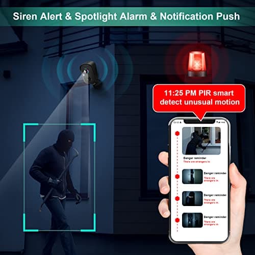 Security Cameras Wireless Outdoor, 2K Battery Powered AI Motion Detection Spotlight Siren Alarm WiFi Surveillance Indoor Home Camera, Color Night Vision, 2-Way Talk, Waterproof, Cloud/SD Storage 4
