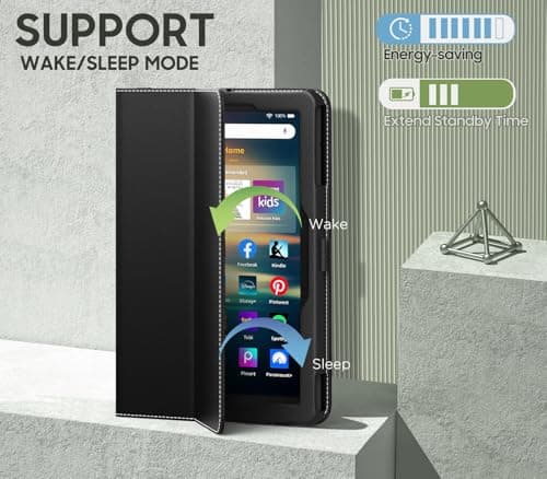 MoKo Case Fits Amazon Kindle Fire HD 8 & 8 Plus Tablet (12th Generation/10th Generation, 2024/2022/2020 Release) 8", Slim Folding Stand Cover with Auto Wake/Sleep, Black 5