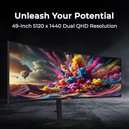 Deco Gear 49” Curved Dual-QHD 5120×1440 Ultrawide Monitor, 120Hz, HDR400, 1ms, FreeSync, USB-C 65W, PBP/PIP, KVM, Speakers, Height-Adjustable Stand – Designed by an American-Owned & Operated Company 5