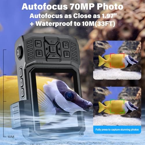 8K Digital Camera WiFi 33FT Underwater Camera for Snorkeling with 64GB Card 70MP Waterproof Camera Rugged Dustproof Shockproof Dual-Screen Selfie Autofocus Point and Shoot Digital Camera(Blue) 4