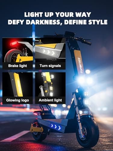 50MPH Electric Scooter Adults 6000W Dual Motor, 60V 35Ah Battery, Max 55Miles Fast Sports Escooter, 11" Foldable Off-Road E Scooter with Dual Hydraulic Brakes & Full Suspension (with Seat, Yellow) 5