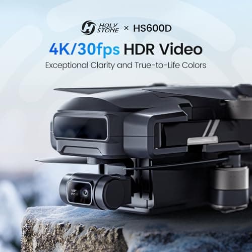 Holy Stone HS600D Drone with Camera for Adults 4K/30fps Video, 48MP/8K Photo, 3-Axis Gimbal with EIS, Level-6 Wind Resistance, 80-Min Flight Time, 6KM Long-Range Transmission, Smart Track, QuickShots 3