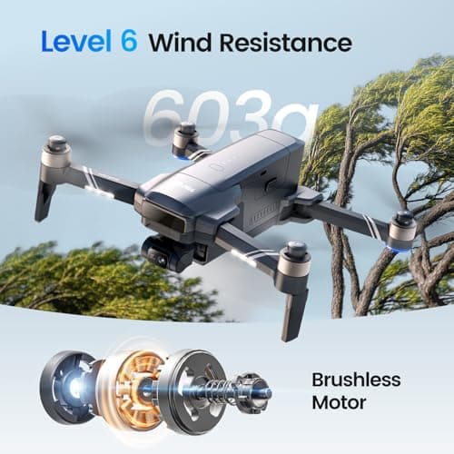 Holy Stone HS600D Drone with Camera for Adults 4K/30fps Video, 48MP/8K Photo, 3-Axis Gimbal with EIS, Level-6 Wind Resistance, 80-Min Flight Time, 6KM Long-Range Transmission, Smart Track, QuickShots 5