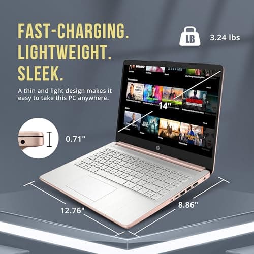 HP Stream 14" HD BrightView Laptop, Intel Processor N150, 16GB RAM, 416GB Storage (128GB eMMC + 288GB Docking Station Set), Intel UHD Graphics, 720p Camera, Wi-Fi, 1 Year Office 365, Win 11 S, Gold 8