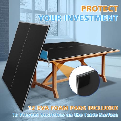 Ping Pong Table Top for Billiard Table, 7FT/8FT/9FT Foldable Table Tennis Table Topper for Pool Table, Indoor Outdoor Table Tennis Conversion Top w/Net & Premium Foam Padding (Black, 8x4 FT) 3