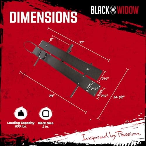 Black Widow Steel Motorcycle Carrier with Ramp for 2-Inch Receiver, 600 lb Capacity - Hitch-Mounted Dirt Bike and Scooter Hauler with Grit-Coated Track and Anti-Rattle Device for SUVs and Trucks 3